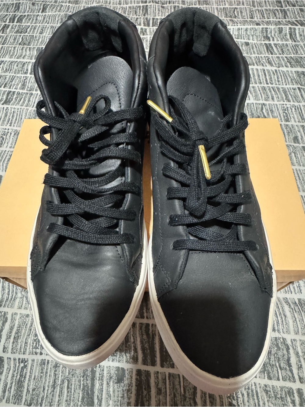 adidas Black Sneakers with White Sole and Gold Lace Tips